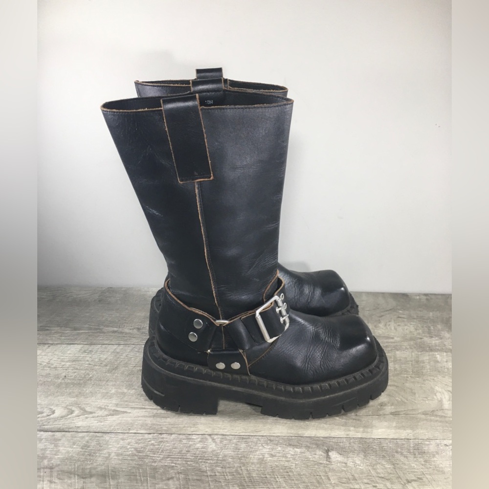 Steve Madden Black Ankle Boots with Silver Buckle